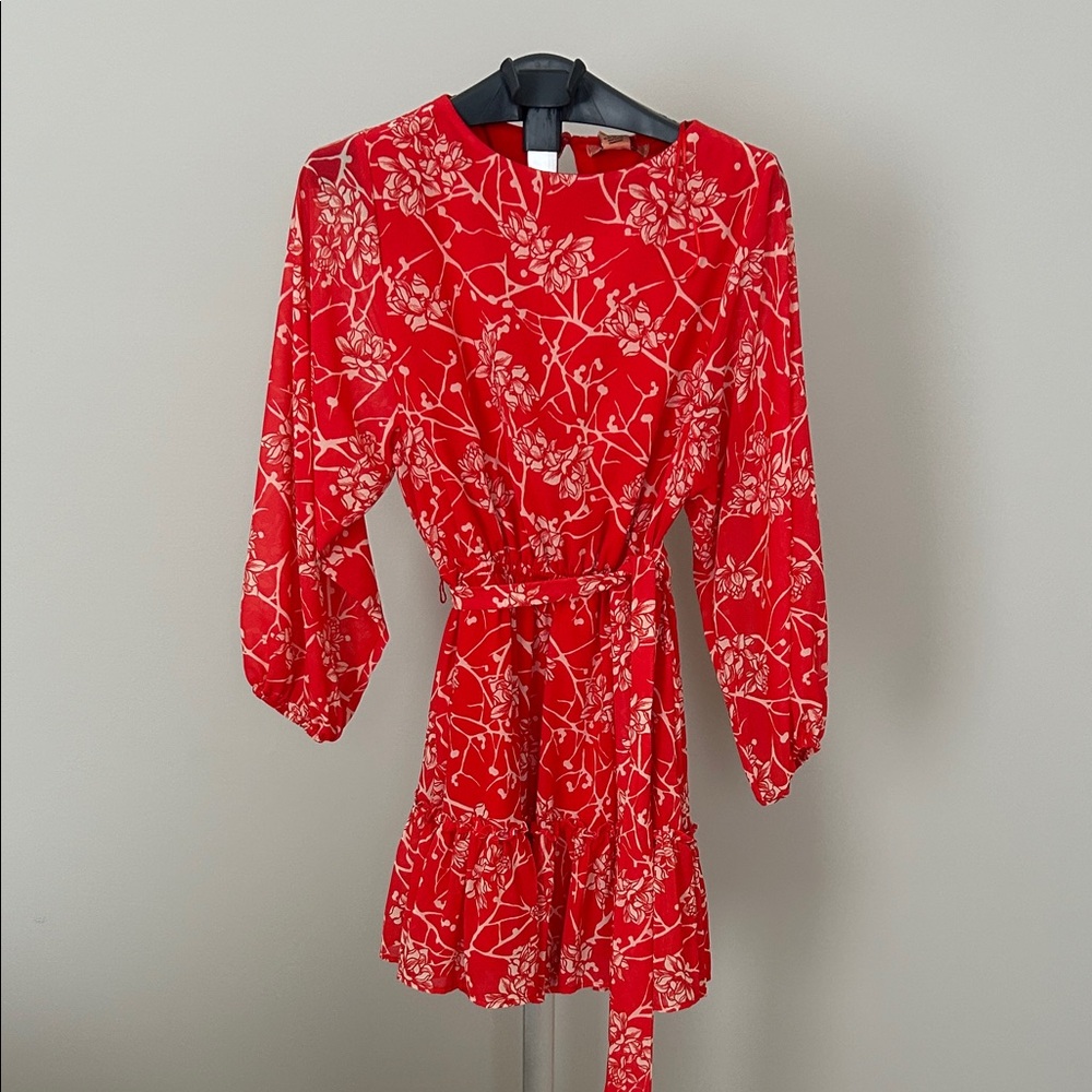 Flying Tomato Vibrant Red and White Floral Dress